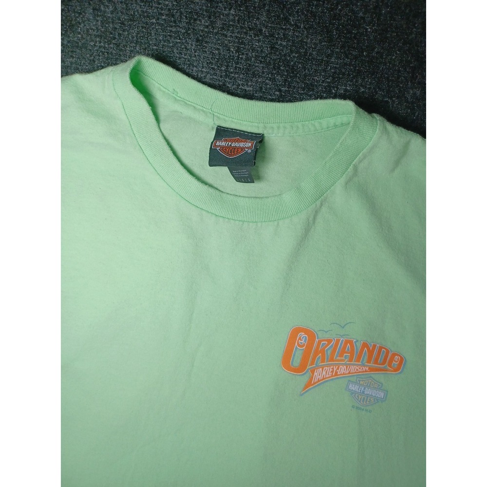 Harley-Davidson Orlando, Florida Mens Large Green Short Sleeve Tee Shirt